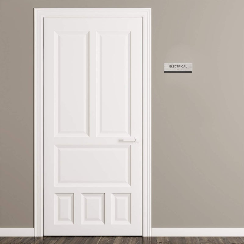 SBlabels Electrical Sign with Braille/Easy Adhesive Mount Door and Wall Sign for Small Businesses and Restaurants / 3 x 9 inches/Silver Woodgrain - Image 5